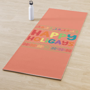 Gay Christmas Funny LGBT Happy Holigays Rainbow Yoga Mat
