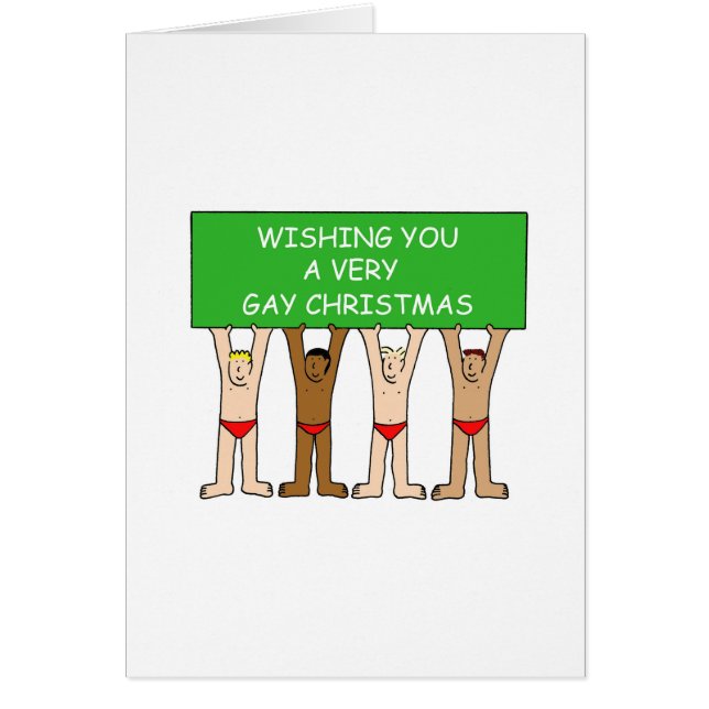 Gay Christmas Humour Cartoon Men in Underpants (Front)