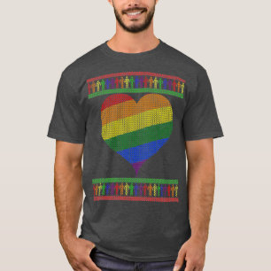 Gay Christmas Rainbow Heart 2 T-Shirt