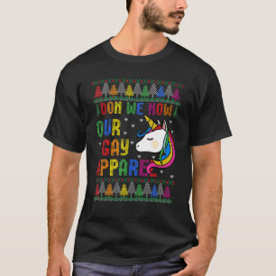 Gay Christmas Rainbow Unicorn Don We Now Our Gay T-Shirt