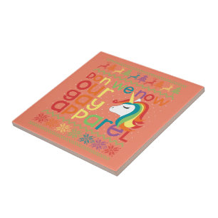 Gay Christmas Rainbow Unicorn Don We Now Our Gay Tile