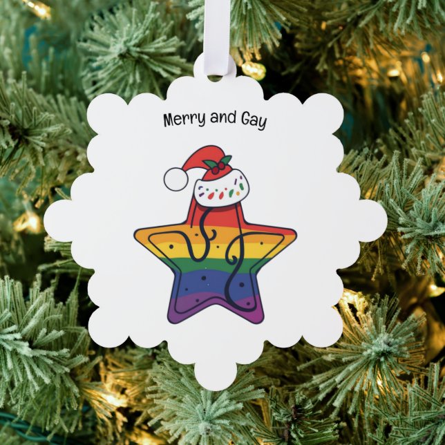 Gay Christmas Star With LGBT Flag Tree Decoration Card (Insitu (Tree))