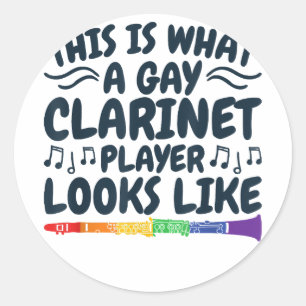 Gay Clarinet Player LGBTQ Rainbow Instrument Classic Round Sticker