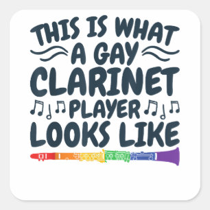 Gay Clarinet Player LGBTQ Rainbow Instrument Square Sticker