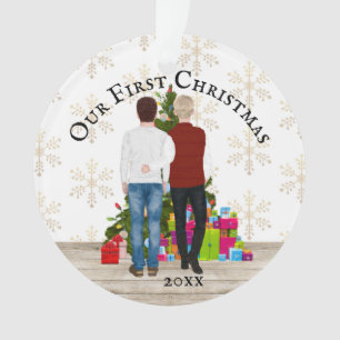 Gay couple Christmas tree gifts   DIY PHOTO Ornament
