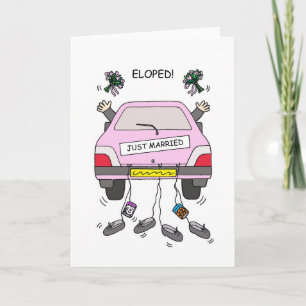 Gay Couple Elopement Car and Bouquets Card