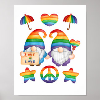 Gay Couple Gnomes Pride, Mr & Mr Gay Wedding, His  Poster