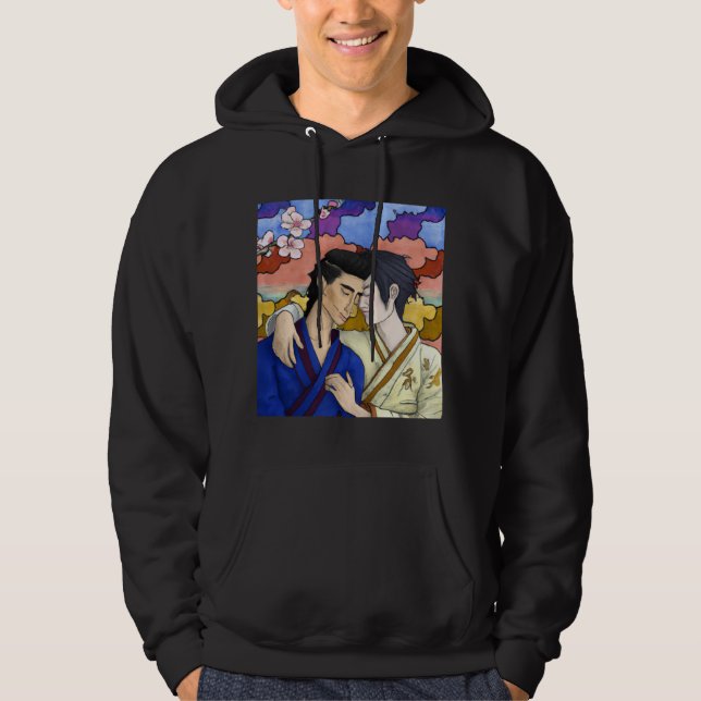 Gay Couple In The Style Of Ukiyo-e Japanese Art Hoodie (Front)
