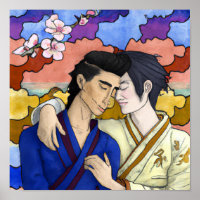 Gay Couple In The Style Of Ukiyo-e Japanese Art