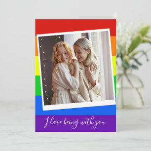 Gay Couple Photo Custom Rainbow Romantic LGBTQ Card