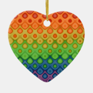 Gay Couple Rainbow Bubbles Heart Wedding Ornament
