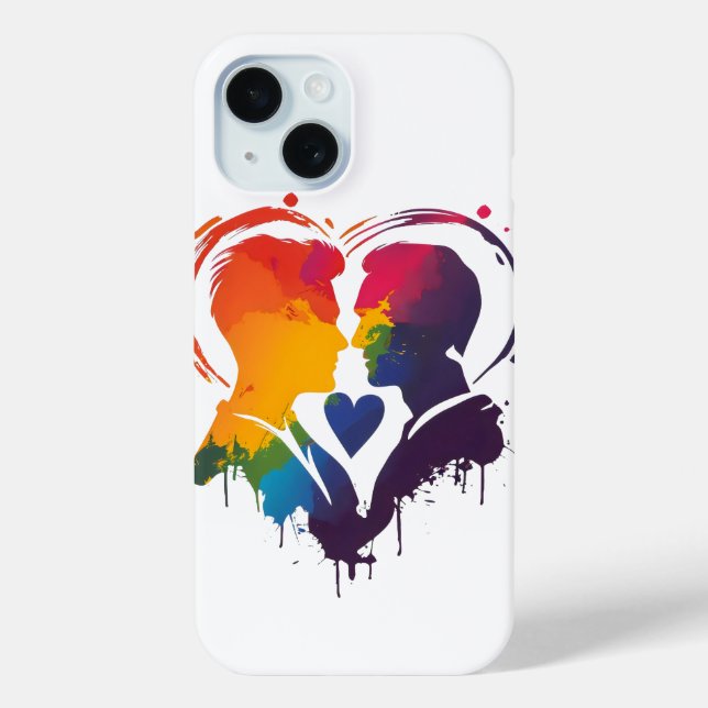 Gay Couple Rainbow Heart Case-Mate iPhone Case (Back)