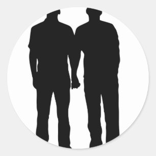 Gay Couple Silhouette Classic Round Sticker