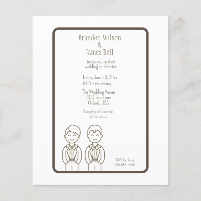  Gay Couple Wedding Invitation Flyer (Front)