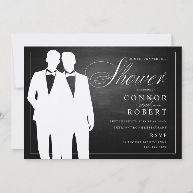 Gay couple wedding shower invitation chalkboard (Front)