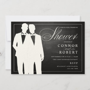Gay couple wedding shower invitation chalkboard