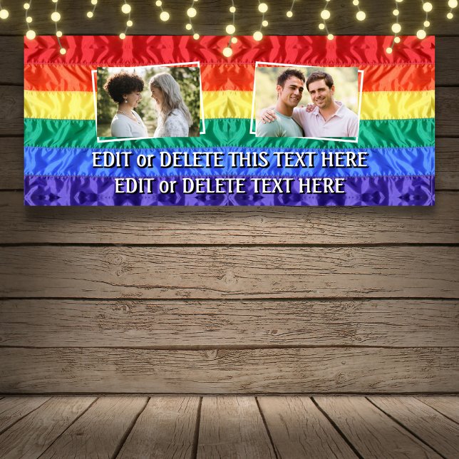 Gay Create Your Own Rainbow Flag Gay Pride 2 Photo Banner (Creator Uploaded)