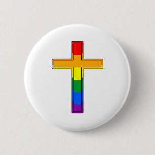 Gay Cross 6 Cm Round Badge