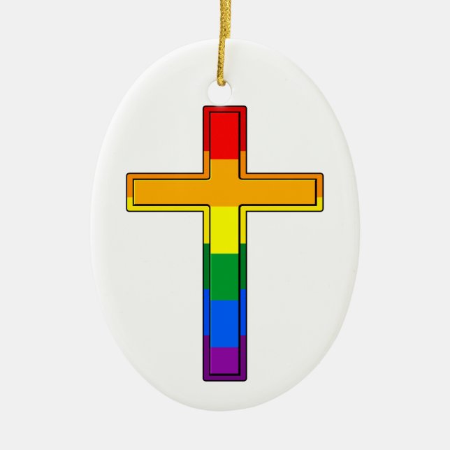 Gay Cross Ceramic Tree Decoration (Front)