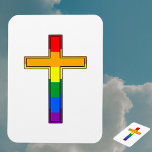 Gay Cross Magnet<br><div class="desc">Christian Cross in the colours of the Gay Pride Rainbow Flag.</div>