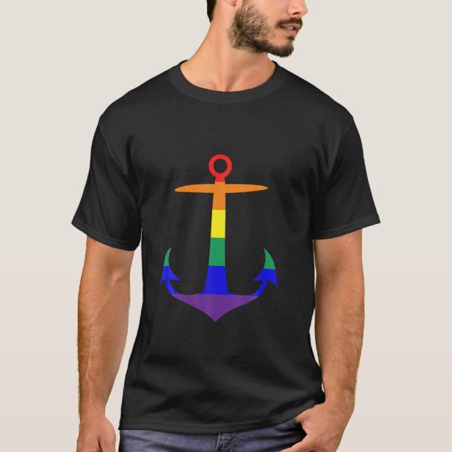 Gay Cruise Rainbow Anchor LGBTQ T Shirt (Front)
