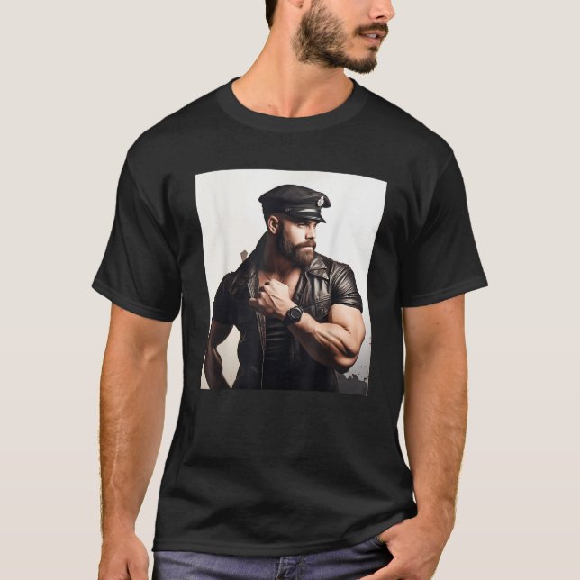 Gay Daddy Leather Gay Harness Bear Bearded Gay Pri T-Shirt (Front)