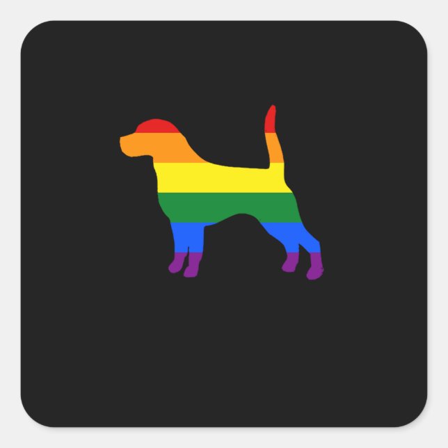 Gay Dog Beagle Rainbow Gay Pride Flag Square Sticker (Front)