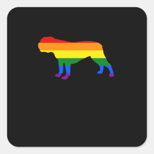 Gay Dogs Bulldog Rainbow Gay Pride Flag Square Sticker