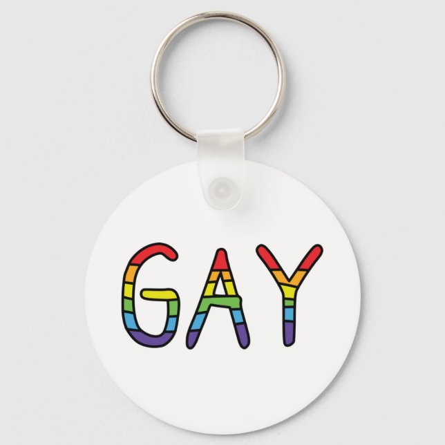 Gay Doodle Design Key Ring (Front)