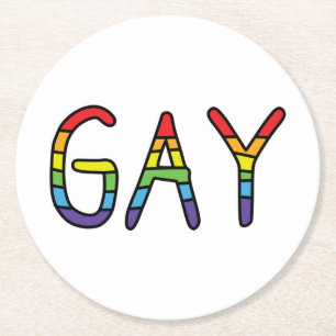 Gay Doodle Design Round Paper Coaster