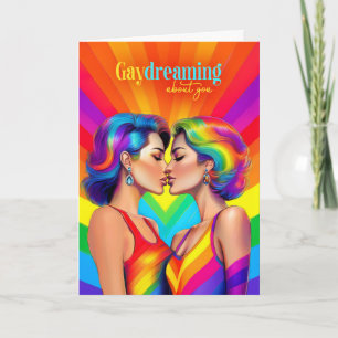 Gay Dreaming Lesbian Couple Rainbow Card
