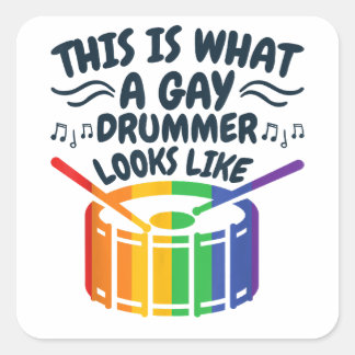 Gay Drummer Drumming Gay Pride Month LGBTQ Rainbow Square Sticker