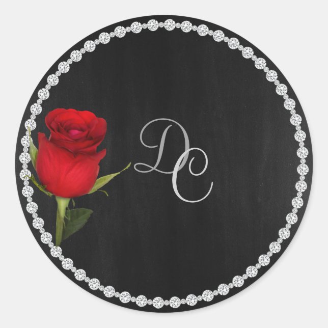 Gay Elegant Black and Silver Sticker with Rose (Front)