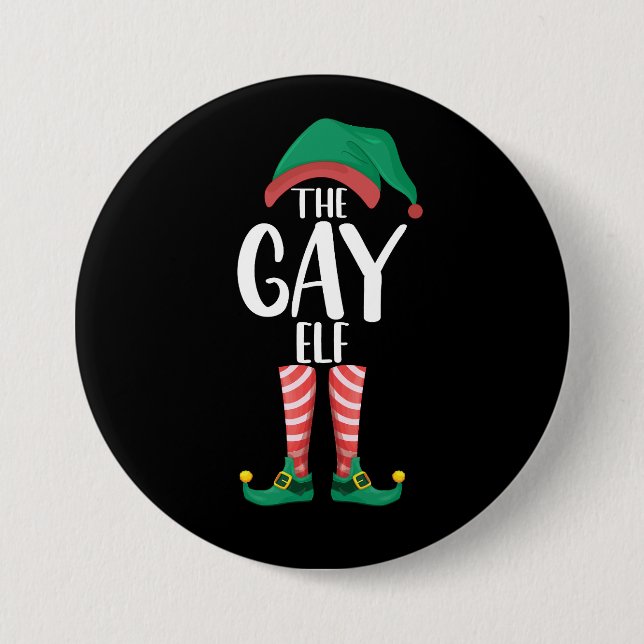 Gay Elf LGTBQ Matching Family Christmas Party 7.5 Cm Round Badge (Front)