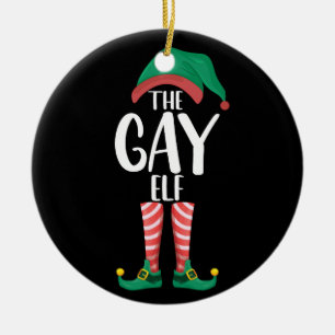 Gay Elf LGTBQ Matching Family Christmas Party Ceramic Tree Decoration