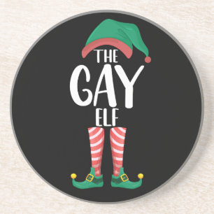 Gay Elf LGTBQ Matching Family Christmas Party Coaster