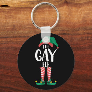 Gay Elf LGTBQ Matching Family Christmas Party Key Ring