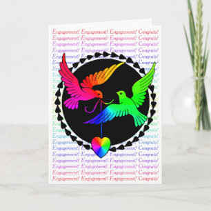 Gay Engagement Congratulations Rainbow Love Doves Card