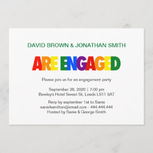 Gay Engagement Party Rainbow Flag Colors Invitation