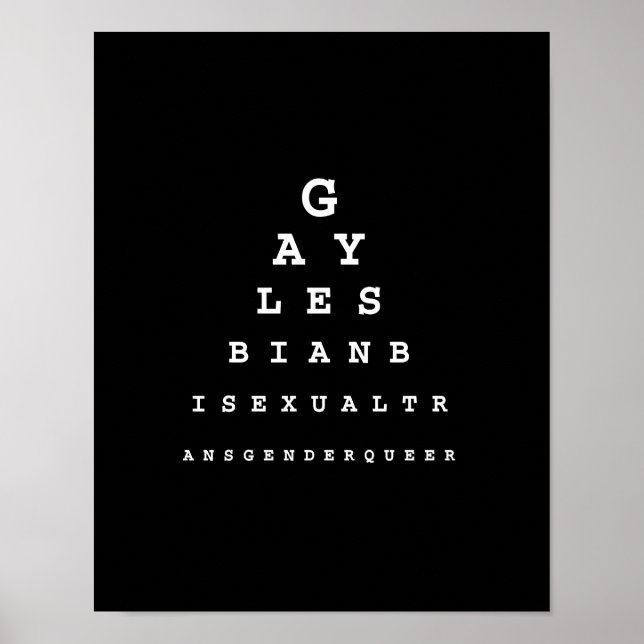 Gay Eye Chart  (Pickup Line) (Front)