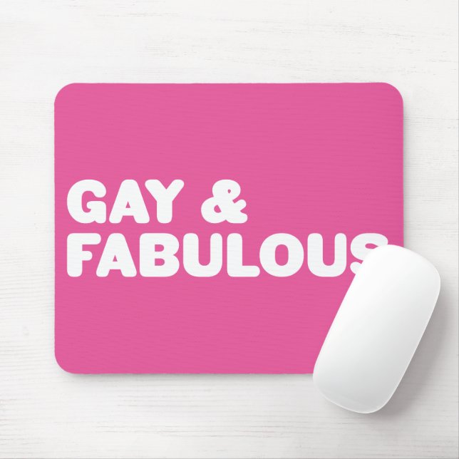 Gay & Fabulous Pink Statement Customisable Colour Mouse Mat (With Mouse)
