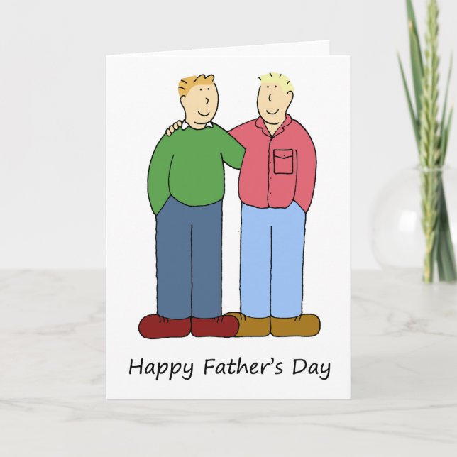 Gay Father's Day Two Dads Male Couple Card (Front)