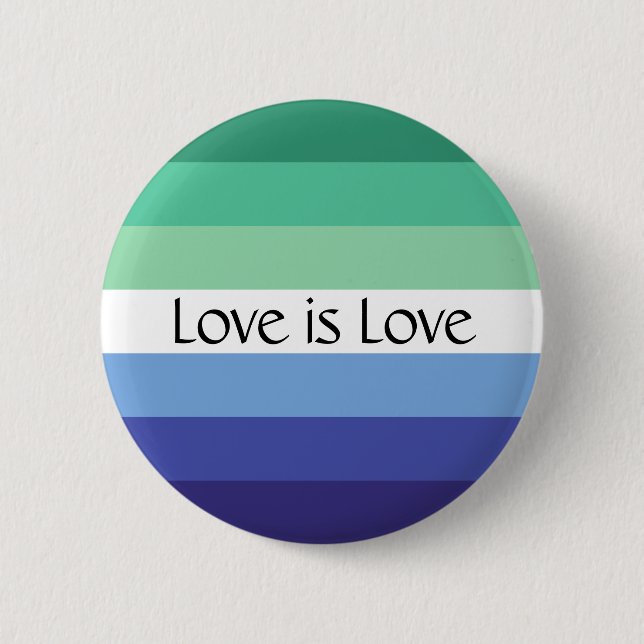 Gay Flag Love is Love Custom Text Button (Front)