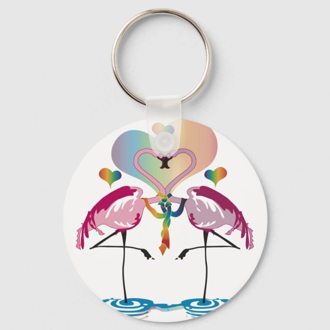 Gay Flamingos Keychain (Front)