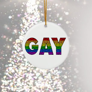 GAY Flower Pride Colours Ceramic Tree Decoration
