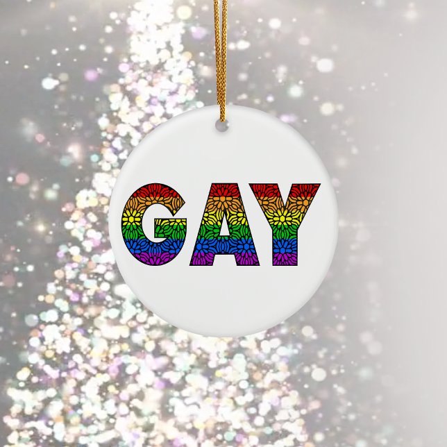 GAY Flower Pride Colours Ceramic Tree Decoration (Creator Uploaded)