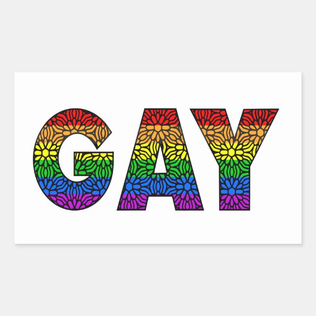 Gay Flower Pride Colours Design Rectangular Sticker (Front)