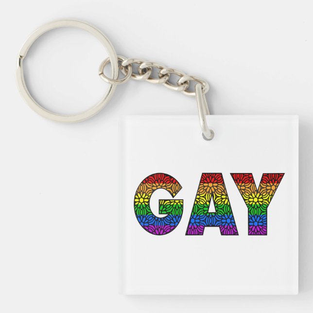 GAY Flower Pride Colours Key Ring (Front)