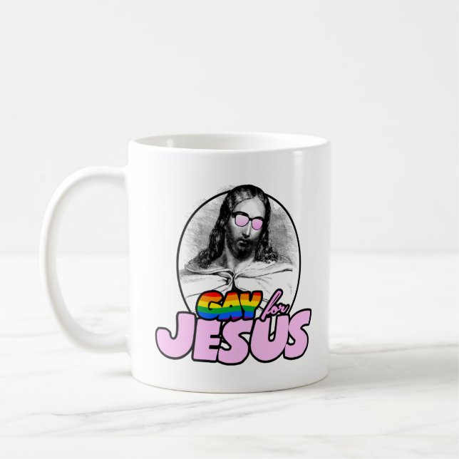 Gay for Jesus Rainbow Coffee Mug (Left)