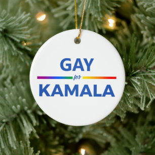 Gay for Kamala Harris Ceramic Tree Decoration